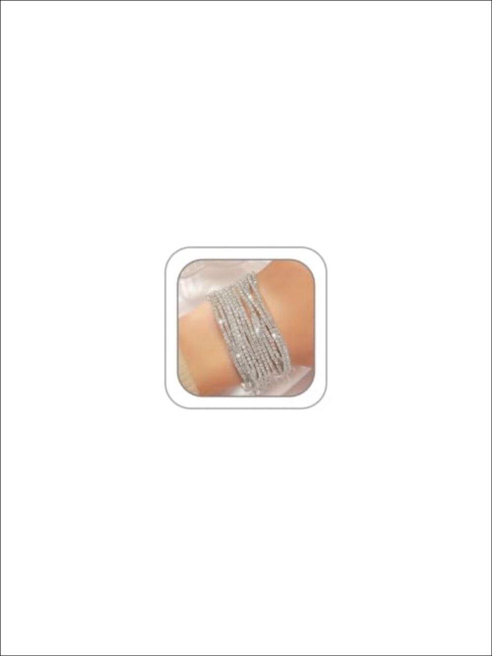 12pc Bling CZ Rhinestone Silver Plated Stretch Stacking Bracelet Set